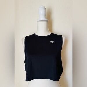 Gymshark Black Sleeveless Training Crop Tank Top | Size Medium